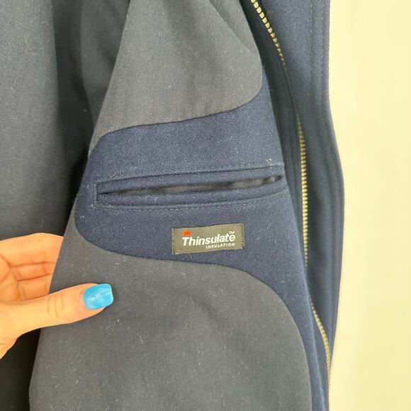 Pendleton 100% Wool Jacket Full Zip Collared Bomber Winter Coat, Navy Blue - Picture 11 of 13